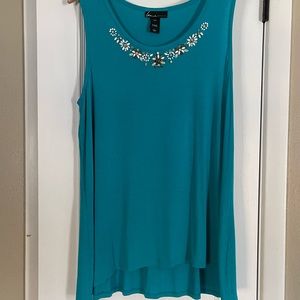 Never worn Lane Bryant teal embellished tank tunic